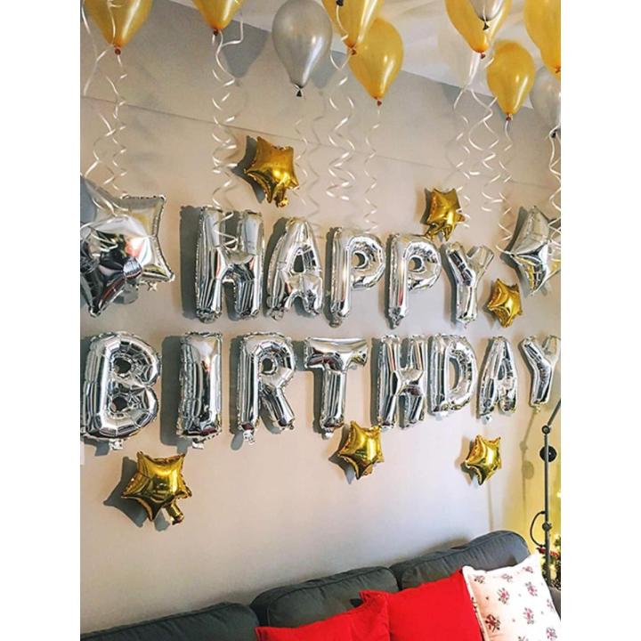 Happy Birthday Silver & Golden Theme Set For Birthday Decoration and Celebrations,-(K.S.)