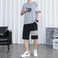 2 Piece Sets Short Sleeve Tshirts+Shorts brand clothing set Men Cotton Sports Suits outfits 2023 New Summer Tracksuit Casual. 