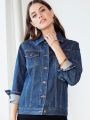 Women Longline Denim Jacket. 