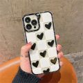 Korean Aesthetic 3D Love Heart Lattice Phone Case For iPhone 13 12 11 Pro XS Max X XR 7 8 Plus SE Cute Soft Silicone Back Cover. 