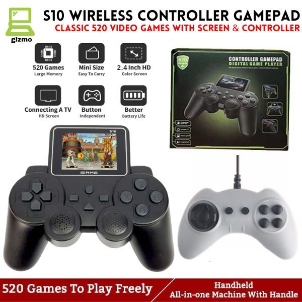Games Controller Joystick 520 Game With Controller - S10 Handheld Game Pad Digital Game Player & Digital LED Display - Game For Boys & Children