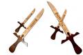 Pack of 2 Ertugrul Ghazi Sword-Toy For Kids ( 20 INCHES/12 INCHES  ) - Collection Toys, Action Toys - Ertugrul Sword-Toy For Kids - Ertugrul Talwar, Ertugrul Knife, Ertugrul Fighting Knife- Large Size Ertugul Knife For Kids,1 LARGE and 1 SMALL. Wood Made. 