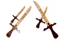 Pack of 2 Ertugrul Ghazi -Toy For Kids - Collection Toys, Action Toys - Ertugrul Swo rd-Toy For Kids - Ertugrul Talwar, Ertugrul Knife, Ertugrul Fighting Knife- Large Size Ertugul Knife For Kids, Wooden Made ( 20 INCHES/12 INCHES ). 