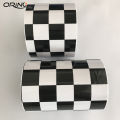 15cm Width Gloss Black White Checkered Racing Flag Sticker Vinyl Self Adhesive Car Wrap Foil Sheet With Air Bubble Free Release. 