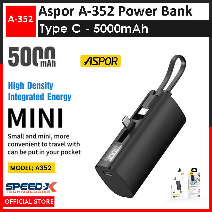 Aspor A352 2 TYPE C Flexible Portable Mini 5000mAh Power Bank