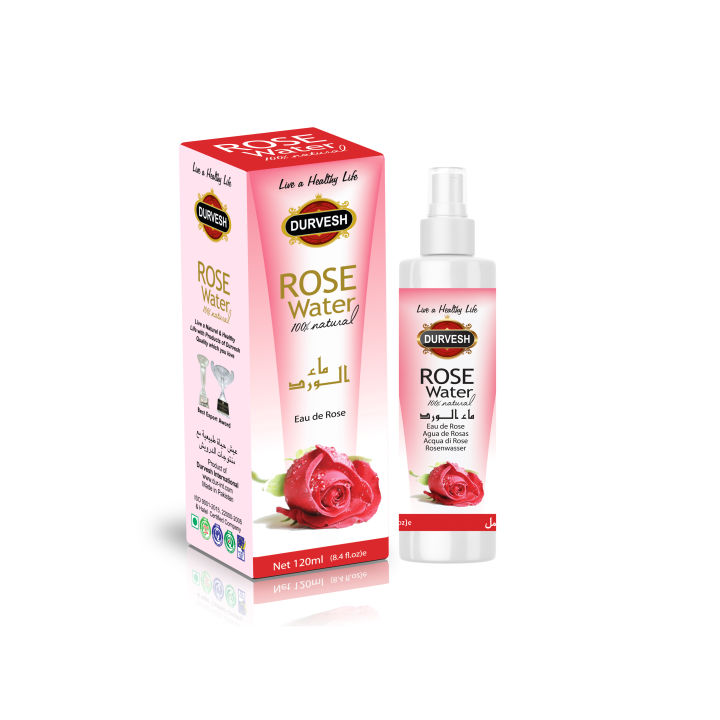 DURVESH ROSE WATER SPRAY 120 ml | ROSE WATER FOR FACE | ROSE WATER SPRAY TONER | ROSE WATER FOR ACNE SKIN TREATMENT | ROSE WATER SPRAY FOR FACE VITAMIN C