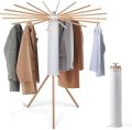 Foldable Octopus Laundry Dryer with Tripod Hanger and 16 Wooden Collapsible Arms for Efficient Drying. 