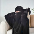 Single Layer Black Abaya Niqab Breathable Polyester Mix Fabric for Women and Girls. 