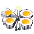 Fried Egg Mold, Pack of 4 Stainless Steel Egg Ring Egg Shaper Pancake Mold Heart/Round/Star/Flower Shapes. 