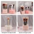 Acrylic Makeup Brush Holder With Pearls, Cosmetic Brush Case With Dustproof Lid, Countertop Brushes Holder. 