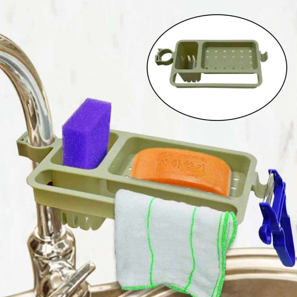 Kitchen Sink Faucet Sponge Soap Holder,Drain Rack Storage
