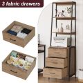 Industrial Bookshelf, Tall Bookcase with 3 Fabric Storage Drawers, Display Standing Shelf Unit for Living Room, Home Office,. 