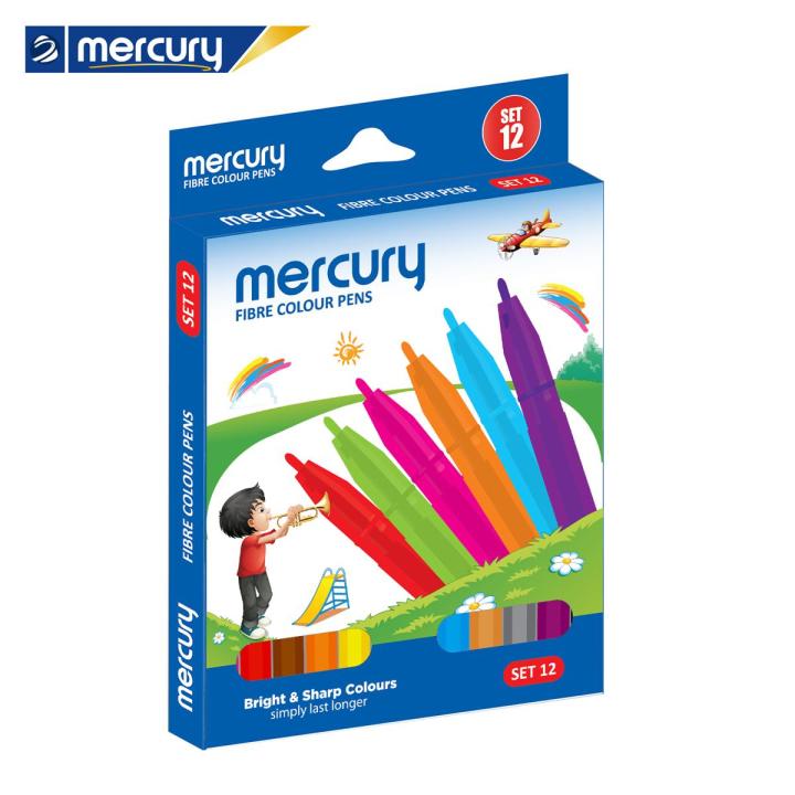 Mercury Color Marker Set Fibre Tip (12 Different Colors)