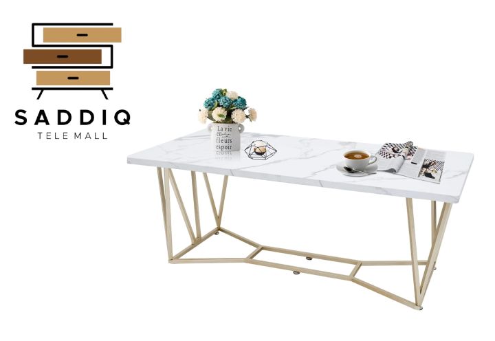 center table side table for living room  wooden marble texture powder coated paint Modern Luxury Living Room Table Gold Paint Finish