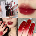 Dark Red Mirror Water Lip Glaze Moisturizing Brown Lip Tint Lipstick Korean Makeup Lasting Color Non-stick Cup Lip Gloss. 