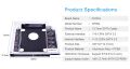 Universal 2nd HDD Caddy 12.7MM SSD HDD Case Enclosure For Laptop DVD-ROM CD-ROM. 