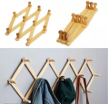 Expandable Wooden Wall Hooks, Wall Mounted Hangers 10 Hooks Stretch Folding Clothing Hats Racks Folding Hanger. 