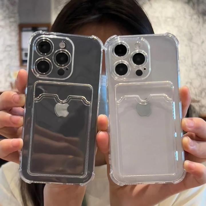 020 Transparent s SE 2x XR 7 13 12 15 14 iPhone Case for Luxury Soft Card Holder 11 Pro Max Mini X XS Ma 8 Plu Bumper Case