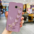 COROGI for Samsung Galaxy J5 Prime Back Cover with Love Heart Bracele Chain Luxury 6D Plating Square Frame Shiny Case Camera Lens Protection Soft Silicone Mobile Phone Cases. 