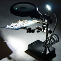 TE-800 5-LED Desktop Magnifying Glass with Auxiliary Clip and Soldering Stand. 