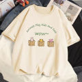 100% Cotton Kawaii WOW Printed Women T Shirt Harajuku Summer Loose Short Sleeve TShirt Casual Anime Cartoon Oversized T-Shirts. 