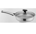 Original sonex Fry pan with glass lid Stainless Steel double Bottom Heavy guage all sizes mention. 