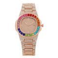 Rainbow Diamond Watches Man Gold And Silver Round Luminous Men Watch. 