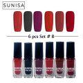 Sunisa Matte Liquid Peel off Nail Polish 6 Pcs Set. 