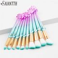 1 SAIANTTH 10Pcs Lucky Fish Makeup Brushes Set Pink Blue Scattered Powder Eye Shadow Brush Kit Cosmetic Beauty Tools Maquiagem. 