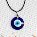 Turkish Lucky Nazar Amulet Wax Rope Necklace Men 3cm Round Oval Purple Pink Blue Acrylic Evil Eyes Pendant Necklace for Women. 
