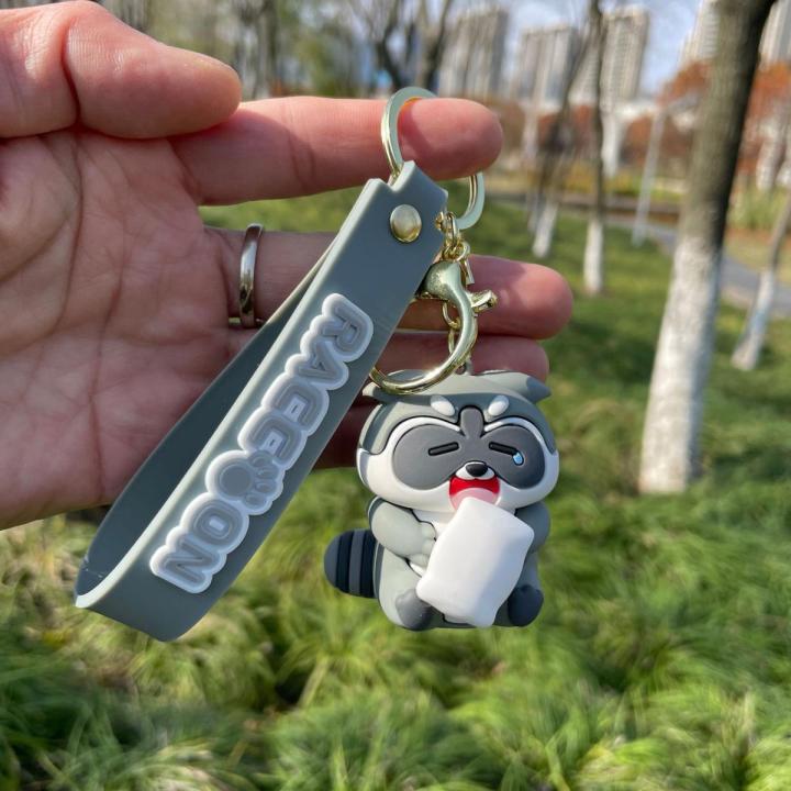 Animal Small Raccoon Keychain Super Cute Cartoon Red Panda Girl Backpack Decoration Women Keychain Children's Gifts Wholesale