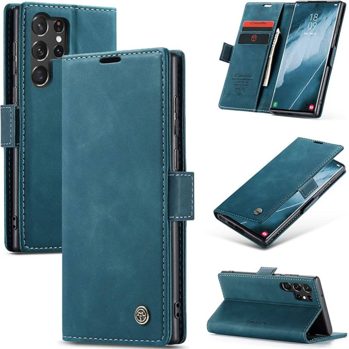 Retro%20Leather%20Case%20For%20Samsung%20S22%20Ultra%20Book%20Style%20Flip%20Wallet%20Magnetic%20Cover%20Card%20Slots%20-%20Image%202