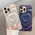 Wave Heart Case For iPhone 15 13 14 12 Pro Max 11 Phone Cases Shell Curvy Soft Bumper Shockproof Back Cover Solid Color Coque. 