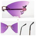 Frameless Crystal Butterfly Sunglasses Vintage Brand Shades for Women Rimless Sun Glasses Bling Diamond Eyewear. 