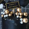 5Pcs/Pack Golden Silver Balls Birthday Cake Topper Cupcake Toppers Party Supplies. 
