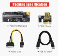 BlingStone Upgraded VER009S Plus PCI-E Riser Card 009S PCIE X1 to X16 6Pin Power 60CM USB 3.0 Cable for Graphics Card GPU Mining. 