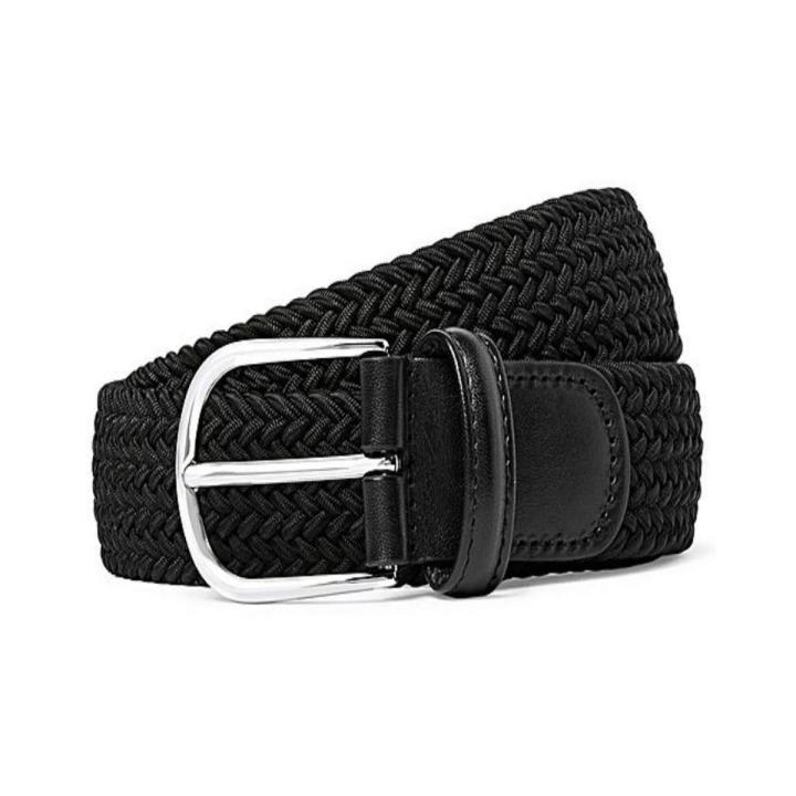 Braided Elastic Stretch Belt Black Criss Cross