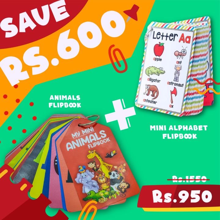 Odeez Combo Deal - Alphabet Flipbook & Animal Flipbook Flash Cards