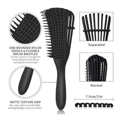 Lightweight Adjustable Detangling Hair Brush with Scalp Massage – Ideal for Curly, Kinky, and Frizzy Hair – Ergonomic and Portable Design