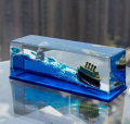 Cruise Ship Fluid Drift Bottle With Unsinkable Boat in a Box For Cars, Home And Office. 