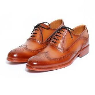 Mustard Italian Stylish Lace-ups Embroidery Designs Formal Shoes For Men