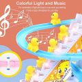 Small Ducks Climbing Toys - Electric Ducks Chasing Race Track Game Set - Playful Roller Coaster Toy with 3 Ducks LED Flashing Lights & Music Button - Fun Duck Stair Climbing Toy for Toddlers and Kids. 