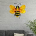 Bumble Bee Garden Accents Yard Fence 3D Sculpture Ornaments Wall Home Bee Wrought Iron Wall Hanging Ornaments Decoration. 