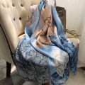 In summer, the big-name high-end mulberry silk silk scarf women's print elongated shawl is worn with an imitation silk scarf sand. 