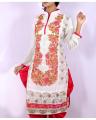 White Embroidered Stylish Ladies Suit With Patiala Shalwar Emo- 32738. 