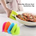 2 pcs Silicon pot holder - silicon oven mitts , heat resistant gloves , kitchen accessories anti slip baking mitts , silicon hot pot holders , best Kitchen tool. 
