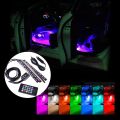Car LED Strip Light, 4pcs  12V Multicolor Music Car Interior Lights LED Under Dash Lighting Atmosphere Neon Lights Kit with Sound Active Function and Wireless Remote Control. 