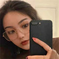 【AmbitionmA】Women Fake Glasses Anti-blue Light Large Frame Glasses Transparent Lens Metal Frame Oversize Eyeglasses UV400 Protection Eyewear. 