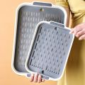 Small Double-Layer Dish Drainer Tray – Compact Resin Kitchen Rack with Drip Tray for Maximum Efficiency. 
