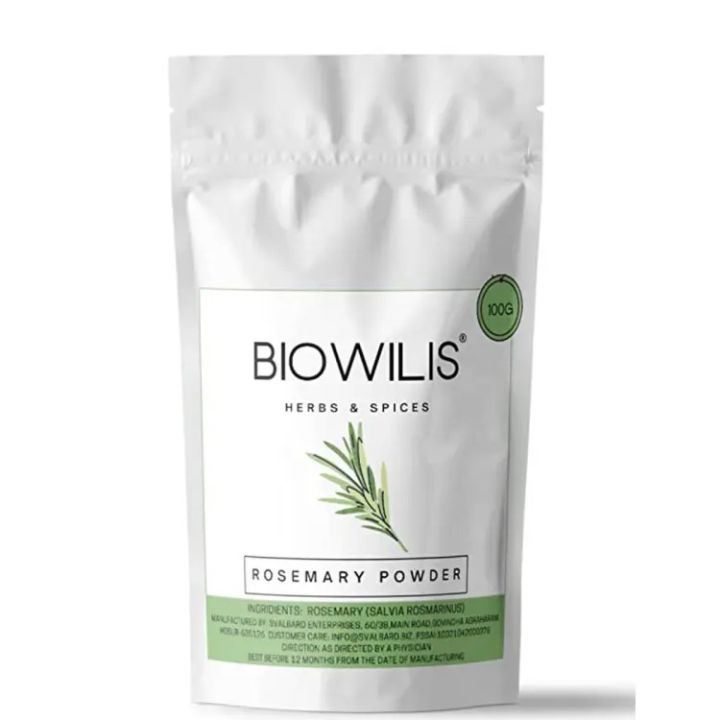 Biowilis- Rosemary Dried Leaf powder, 100 gm, for Skin Glow, Herbal Tea Food| Sprinkler, Rosemary Flakes, Rosemary Leaves powder,100% Natural